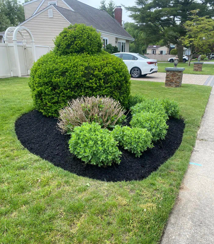 newly installed landscape flower bed west islip ny